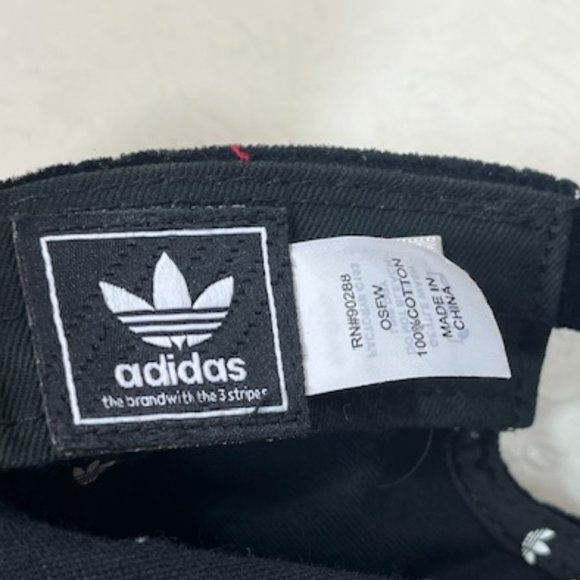 Black Velvet Adidas Cotton Gold Trefoil Embroidered Logo Adjustable Cap Hat - Picture 10 of 12